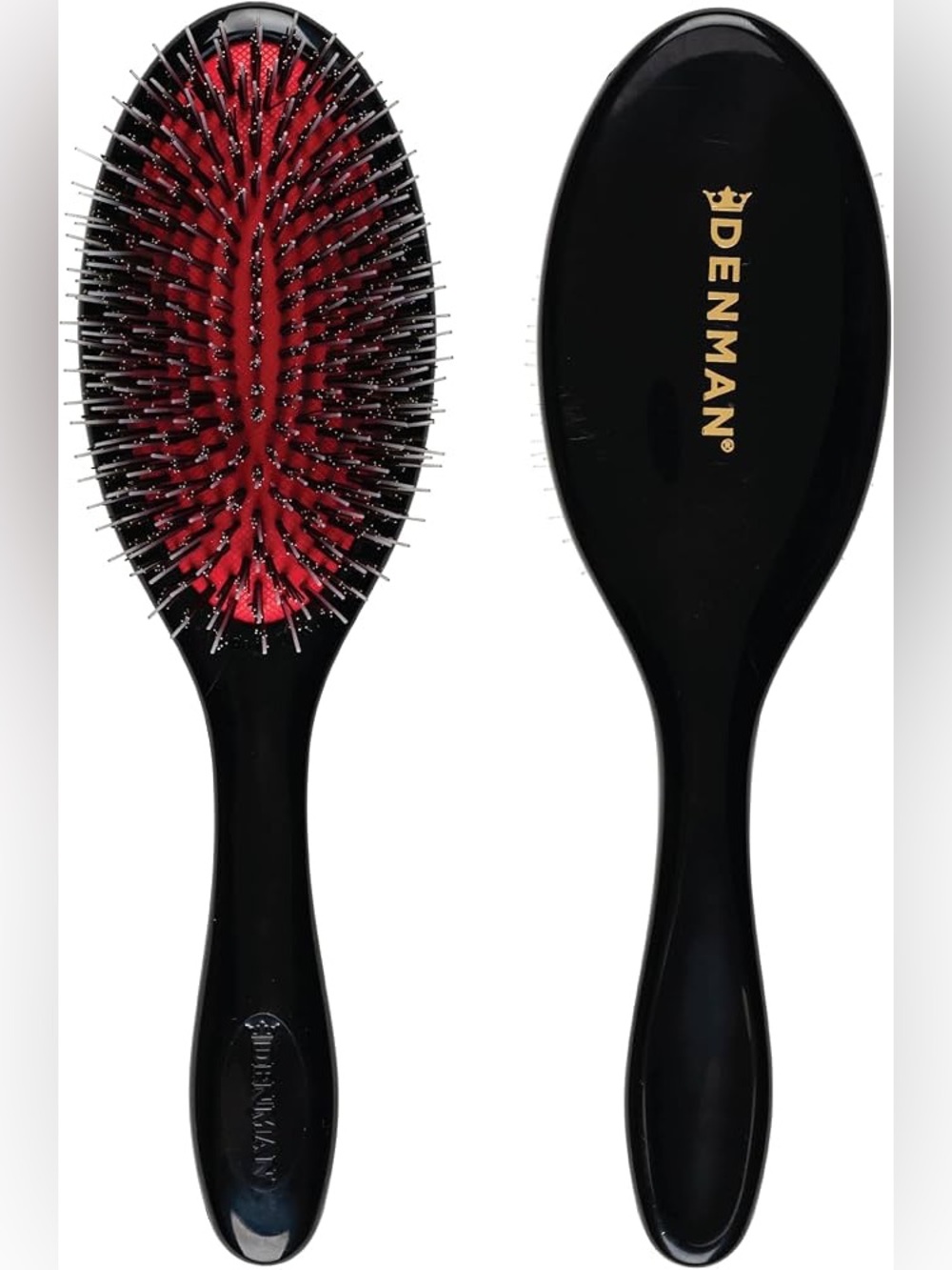 Denman Medium Paddle Black & Red Cushion Paddle Hair Brush - Smooth Detangling